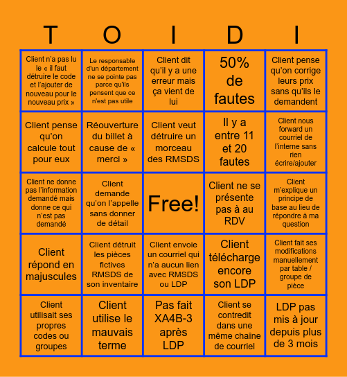 TOIDI Bingo Card