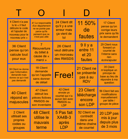TOIDI Bingo Card