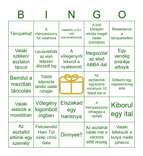 Esküvői Bingó Bingo Card
