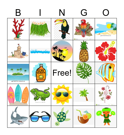 Tropical Bingo Card