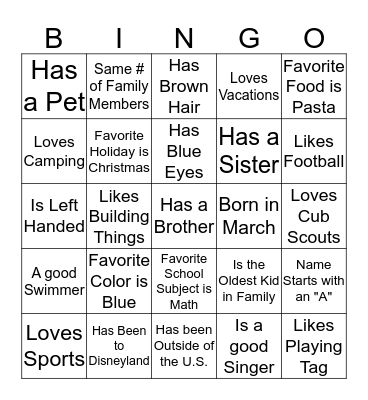 Get to Know you BINGO Card