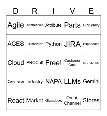 GPC Technology Internship 2026 Bingo Card