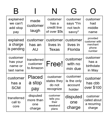 Billing Bingo Card