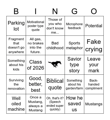 Graduation '26 Bingo Card