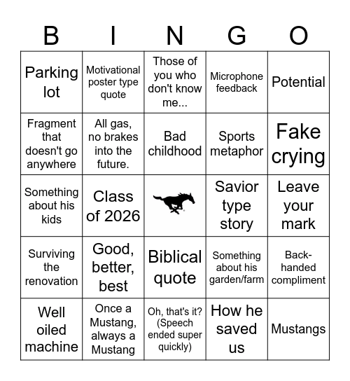 Graduation '26 Bingo Card