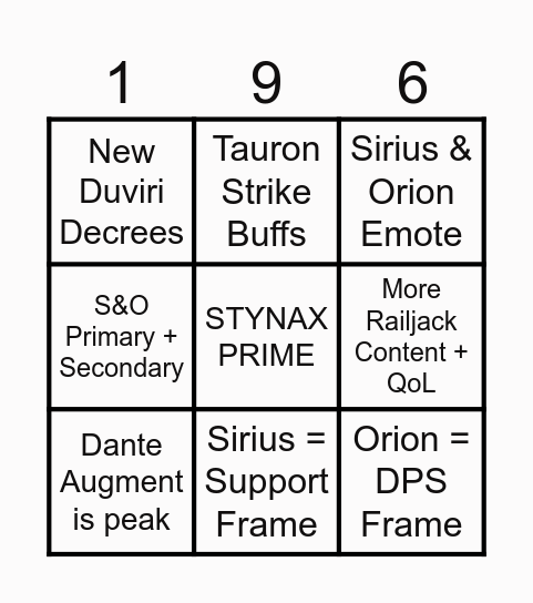 Devstream #196 Bingo Card