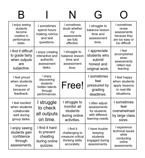 Mark it off! Bingo Card