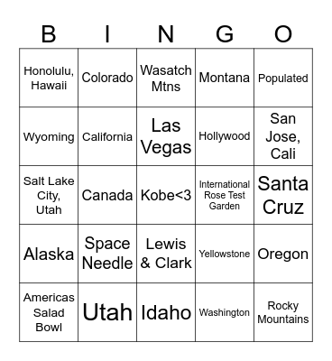WESTO Bingo Card