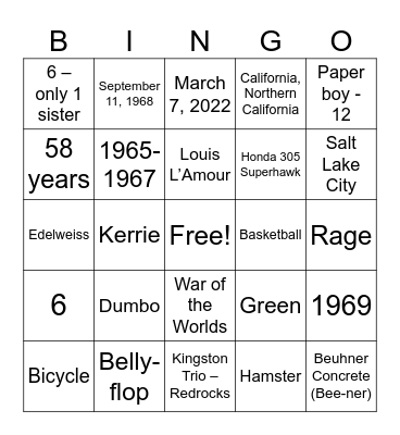 Grandpa 80th Birthday Bingo Card
