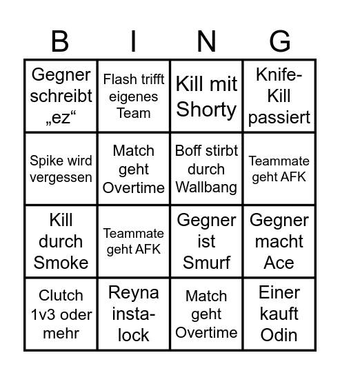 Boffinatorr Valorant Bingo! Bingo Card