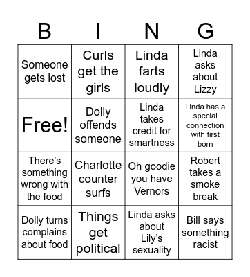 Grad Weekend Bingo Card