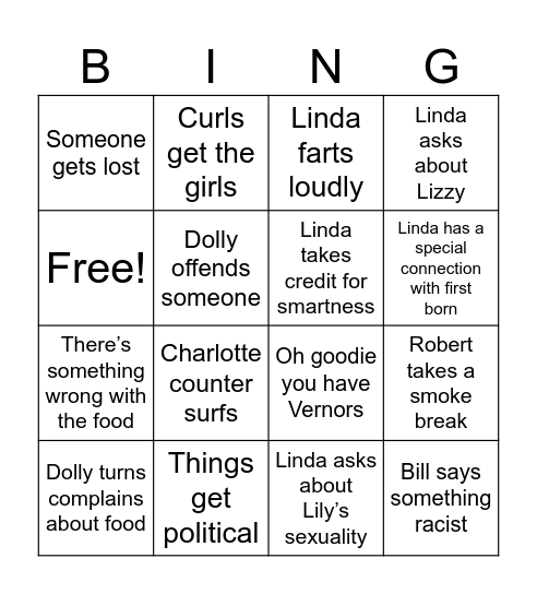 Grad Weekend Bingo Card
