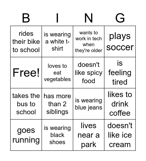 Find someone who Bingo Card