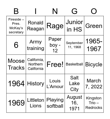 Grandpa 80th Birthday Bingo Card