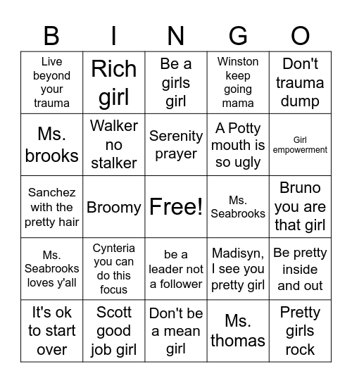 G-trem Bingo Card