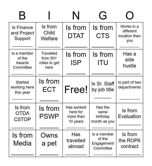Find Someone Who.. Bingo Card