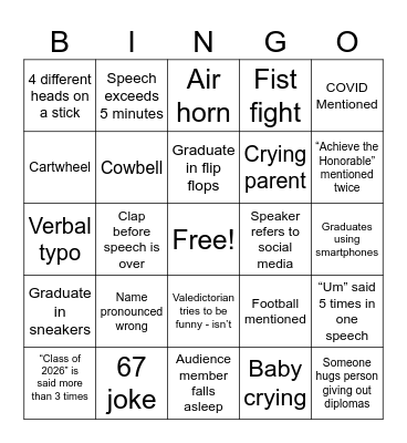 Graduation Bingo Card