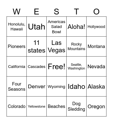 WESTO Bingo Card