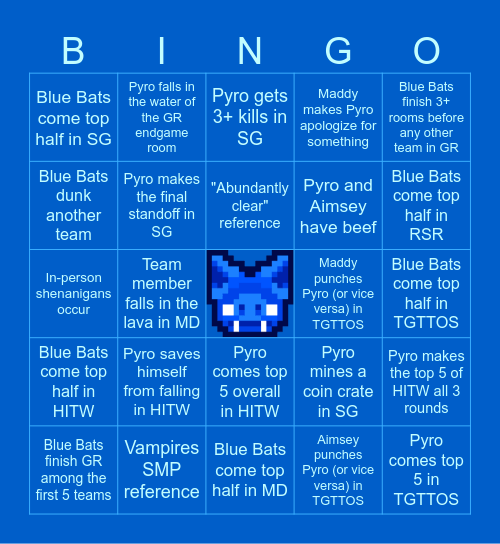 MCC Twitch Rivals: Project G.L.O.P. Bingo Card