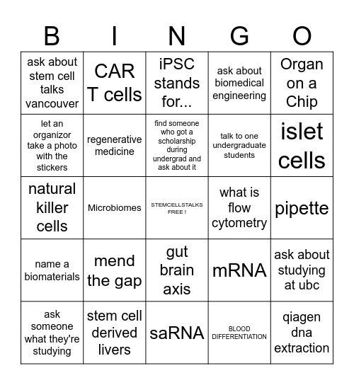 Lab Booth - StemCellTalks Bingo Card