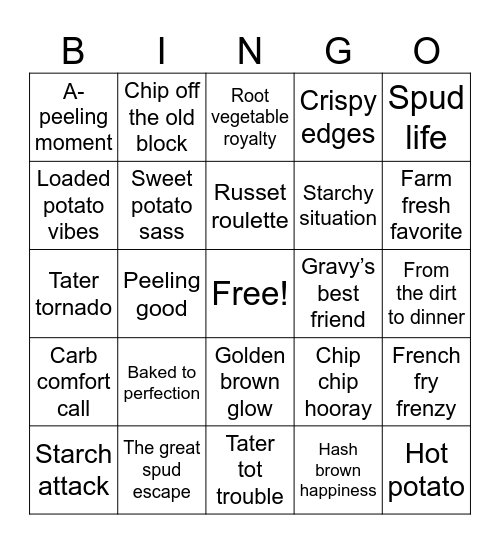 Potato Bingo Card