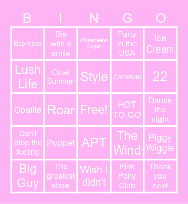 Fun Piggy Bingo Card