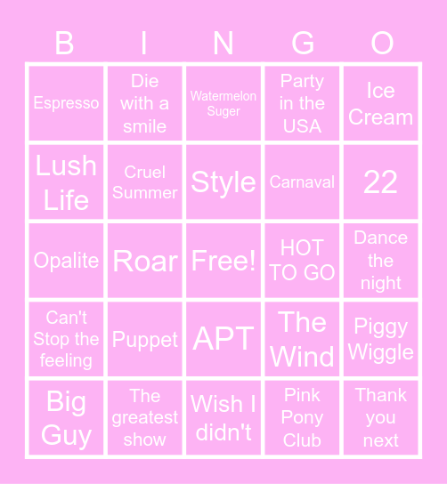 Fun Piggy Bingo Card