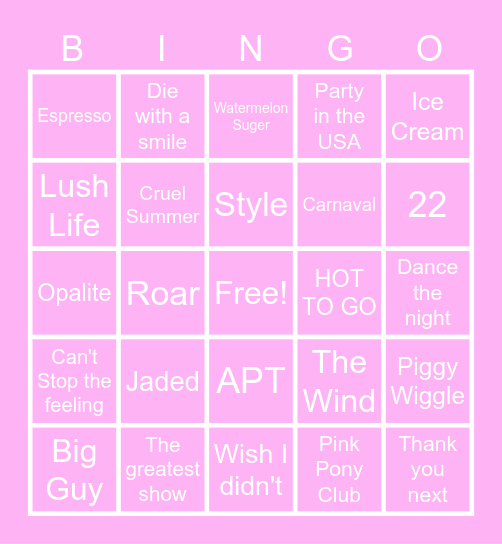 Fun Piggy Bingo Card