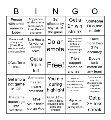 Marvel Bingo Card