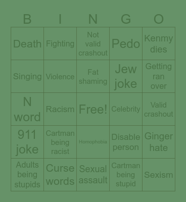 SOUTH PARK BINGO Card