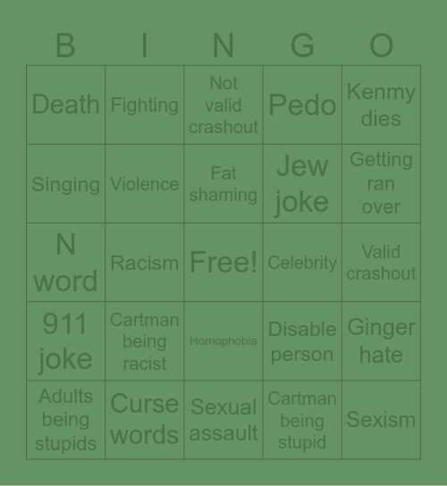 SOUTH PARK BINGO Card