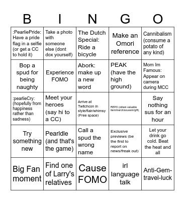 Spudbingo@Twitchcon Rotterdam Bingo Card