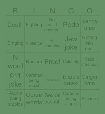 SOUTH PARK BINGO Card