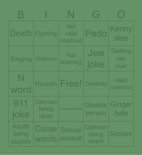 SOUTH PARK BINGO Card