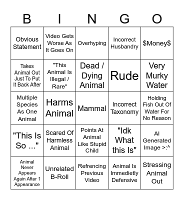 BFP / Raww / Mr. Exotic Bingo Card