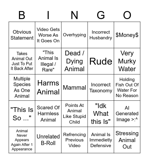 BFP / Raww / Mr. Exotic Bingo Card