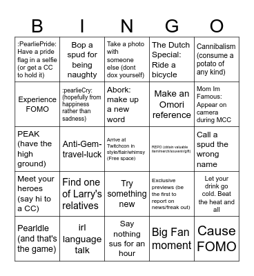 Spudbingo@Twitchcon Rotterdam Bingo Card