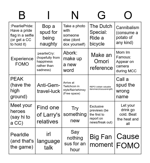 Spudbingo@Twitchcon Rotterdam Bingo Card