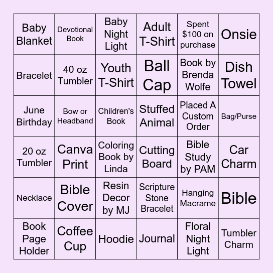 Summer Time Bingo Card