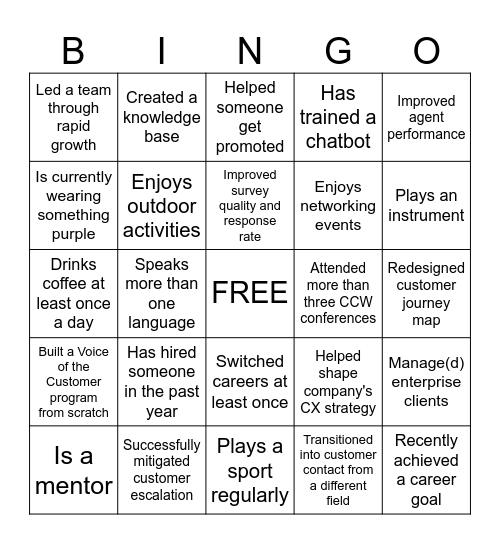 CCWomen Connect Bingo Card