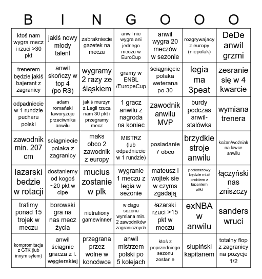 Anwil 2026/27 Bingo Card