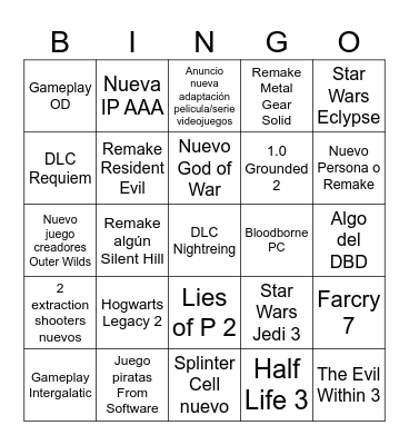 Bingo NO E3 Bingo Card