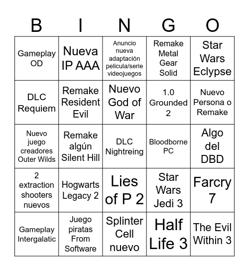 Bingo NO E3 Bingo Card