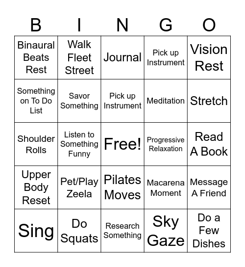 Camille's Bingo Card Bingo Card