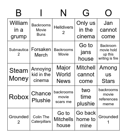 Birthday Bingo Card