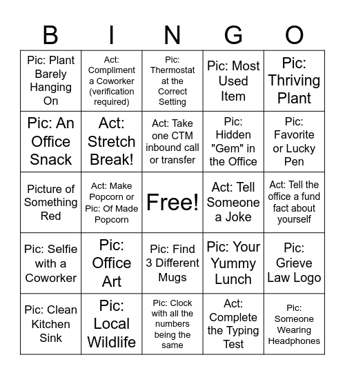 Grieve Law Bingo Card
