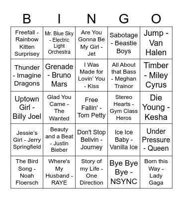 Music Bingo Card