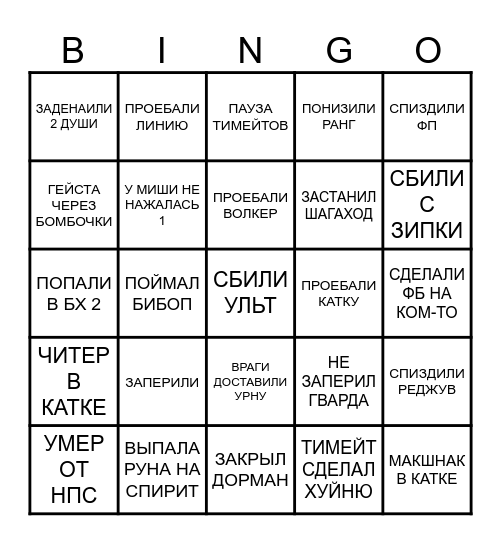 DRUNKLOCK 2.0 Bingo Card