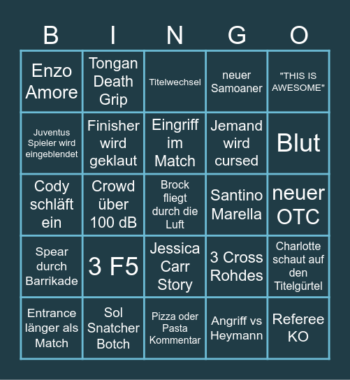WiH Clash in Italy BINGO Card