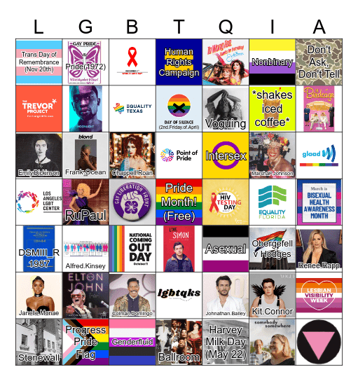Toto Alliance Pride Bingo Card
